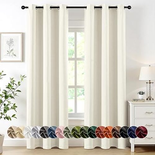 MIULEE Cream Blackout Curtains for Bedroom Living Room 72 Inches Long 2 Panels, Thermal Insulated Room Darkening Drapes Solid Grommet Noise Reduction Light Blocking Window Treatments 40x72 Inch