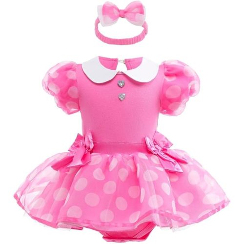 Dressy Daisy Infant Baby Girls Polka Dots Romper Costume Onesie Halloween Birthday Party Dress with Headband