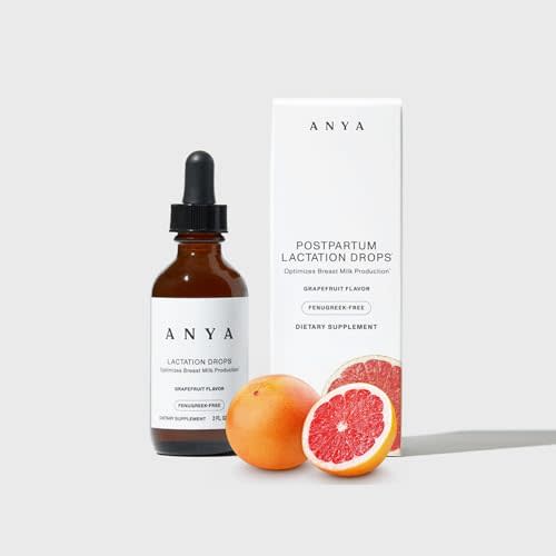 ANYA Postpartum - Lactation Drops (2 fl oz, 30 Servings), Grapefruit Flavor, Breast Milk Supply Booster, Supports Lactation, Breastfeeding Supplements for Moms, Made with Organic Herbs, Non-GMO