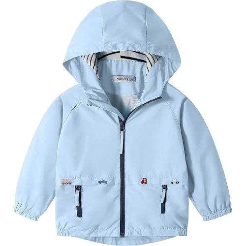 Volunboy Toddler Boys Windbreaker Casual Outerwear Kids Lightweight Zip Hooded Jacket Baby Cute Dust Coat