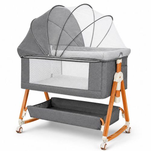 Baby Bassinet Bedside Sleeper, Portable 3-in-1 Design,Grey