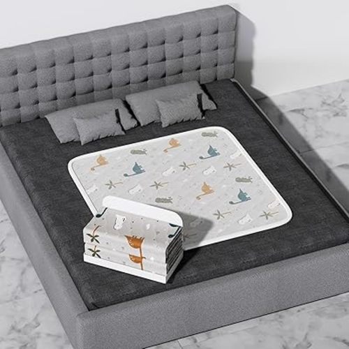 Bed Wetting Pads for Kids & Toddlers, 36"x36" 5 Layer Waterproof Washable Pee Pads, Potty Training Mattress Protector, Absorbent Chuck Pads Non Slip for Bedwetting Kids, Hospitals, Pet (Grey,2Packs)