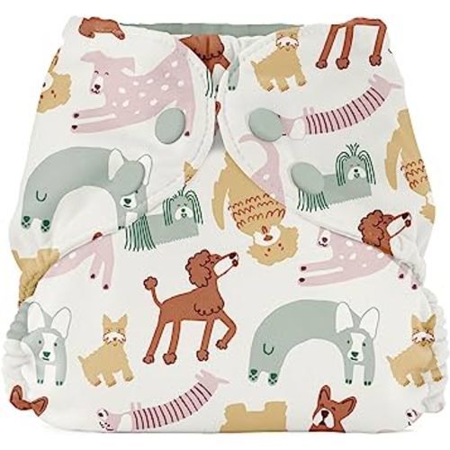 Esembly Cloth Diaper Cover - Reusable Swim Diaper, Waterproof, Breathable - Adjustable Outer Layer Over Absorbent Inner for Blowout Protection - Off-Leash, Size 2 (18-35lbs)
