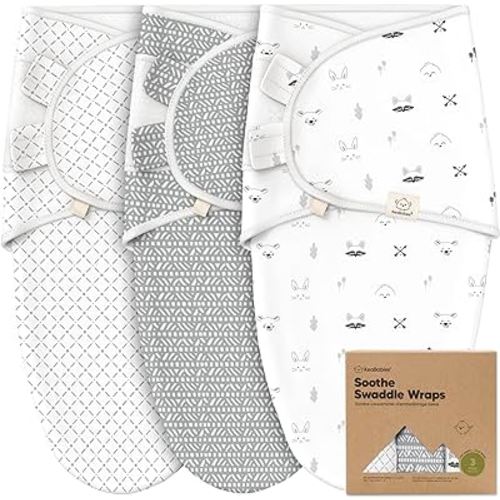 KeaBabies 3-Pack Organic Baby Swaddle Sleep Sacks - Newborn Swaddle Sack, Ergonomic Baby Swaddles 0-3 Months, Swaddles for Newborns,Baby Sleep Sack, Baby Swaddle Blanket Wrap,Baby Essentials(Nordic)