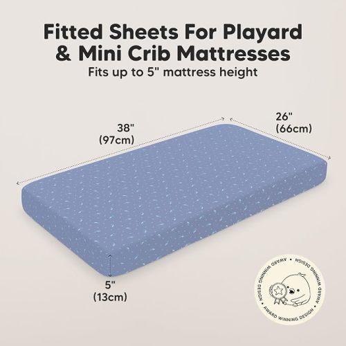 2pk Mini Crib Sheets Fitted 38x26 Pack N Play Mattress Sheet (Marine Muse)
