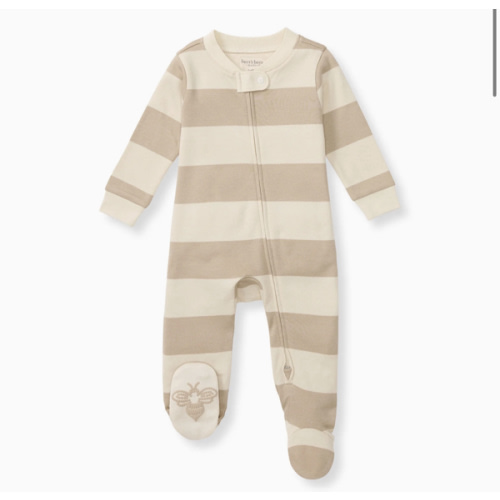 Mommy & Me Rugby Stripe Organic Cotton Sleep & Play - Oat – Burt's Bees Baby