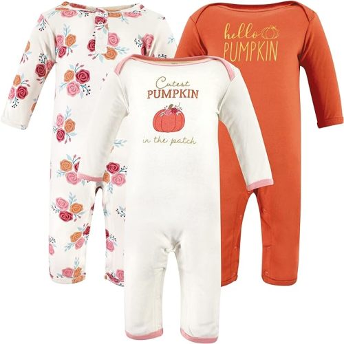 Hudson Baby Girls Unisex Cotton Coveralls, Cutest Pumpkin, 0-3 Months, Cutest Pumpkin, 0-3 Months US
