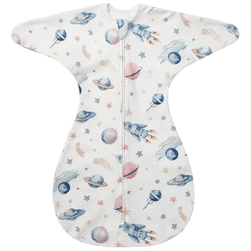 ZIGJOY Swaddle Sleep Sack 3-6 Months, 1.0 Tog Cotton Baby Swaddle Blanket | 100% Cotton - Soft & Breathable & Non-shrink, 2-way Zipper for Easy Diaper Changes, Long Sleeves Allow Self-soothing