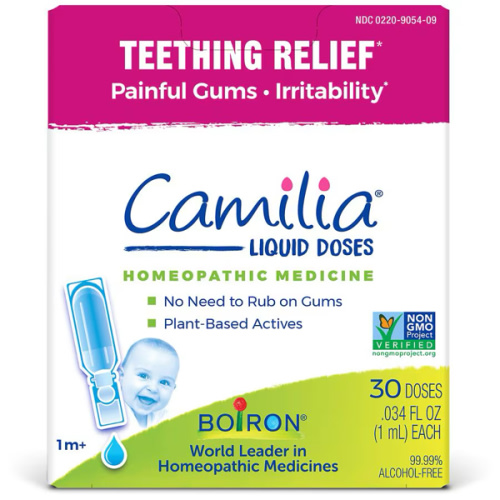 Boiron Camilia Teething Drops for Daytime and Nighttime Relief of Painful or Swollen Gums and Irritability in Babies - 30 Count