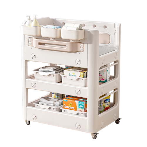 UNICOO® Multifunctional Baby Nursery Essentials Organizer Cart & Baby Changing Table, Newborn Diaper Changing Station