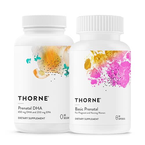 THORNE - Comprehensive Prenatal Bundle: Women's Basic Prenatal Multi & DHA - Baby’s Brain, Health Support - 30 Servings