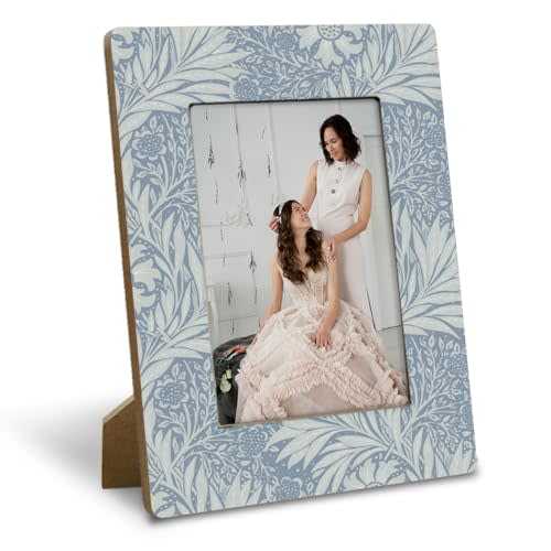 Yxadu Floral Blue 4x6 Picture Frame – Elegant Vintage Botanical Pattern Photo Frame, Decorative Tabletop & Wall Display, Perfect for Home Décor, Gallery & Gift