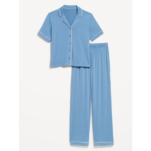 Sunday Sleep Knit Jersey Pant Set - Naturalist Blue Size M Tall