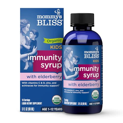 Mommy's Bliss Organic Elderberry Syrup & Immunity Boost With Vitamins, Prebiotics & Echinacea for Kids & Adults 1 yr+, 3 Fl Oz