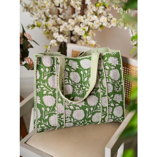 Quilted Tote Bag, Shopping Handbag, Big Grocery Tote Bag, Handprint Cotton Bag, Travel Gifts, Summer Handbag, Olivia ~ 10 designs