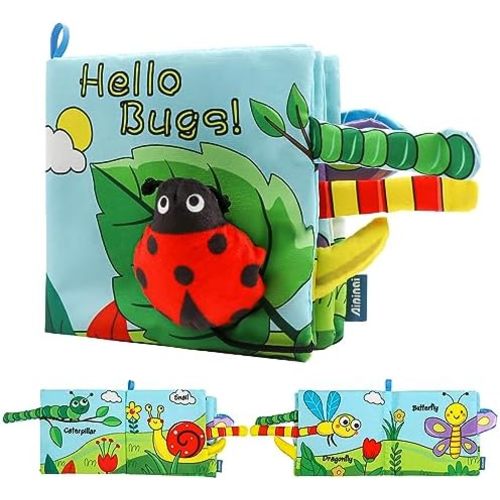 Soft Crinkle Baby Book Toy, Touch and Feel Sensory Cloth Book, 0-12months