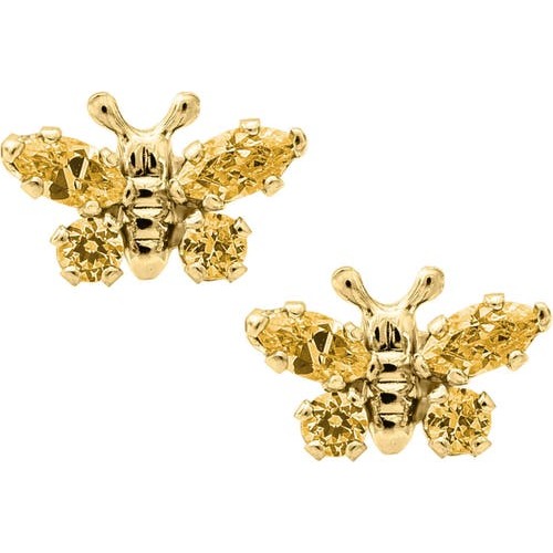 Butterfly Birthstone Gold Earrings, November