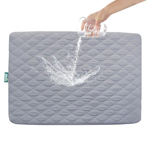 Pack and Play Mattress Protector Pad Sheets Fitted Waterproof 2 Pack, Gray