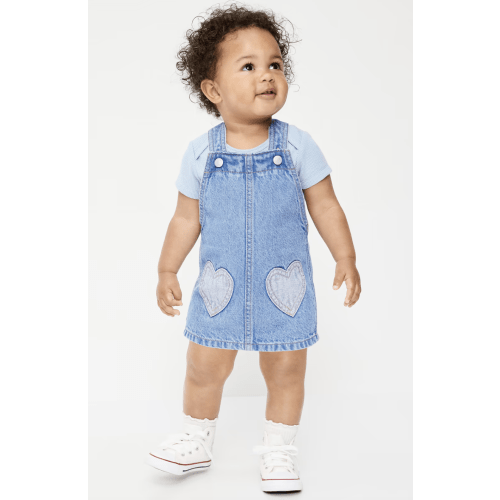 Printed Denim Skirtall Dress for Baby