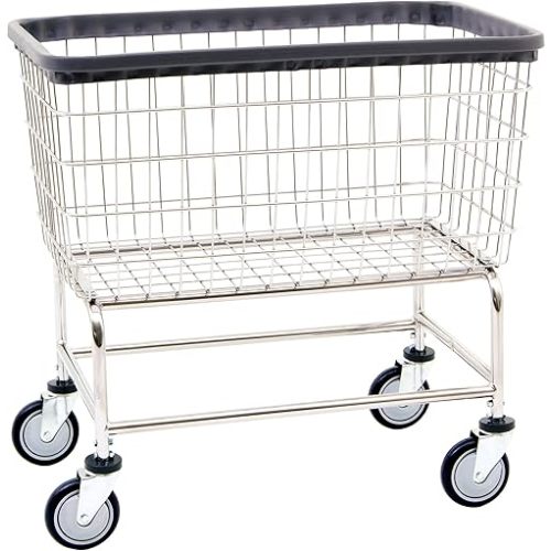 R&B Wire® 200F Extra Large Heavy Duty Wire Laundry Cart | 4.5 Bushel | Steel Frame with Chrome Finish | Commercial Laundry Basket | Industrial Bumper | 5" Clean Wheel System™ Casters