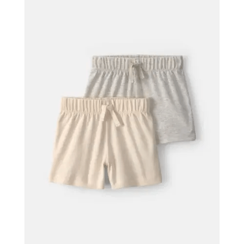 6M: Baby 2-Pack Shorts - Cream/Grey | Carter's