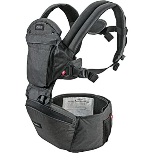 MiaMily Hipster Plus Hip Seat Baby Carrier - 6 Carry Positions - Newborn to Toddler - Lumbar Support - Charcoal Grey