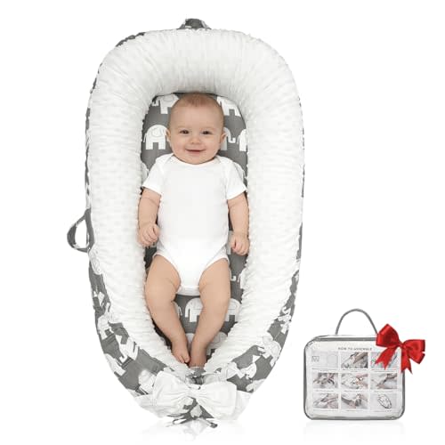 Baby Lounger | Organic Cotton Infant Support Cushion| Reversible, Adjustable & Portable Floor Lounger | Soft, Breathable, Washable Cover