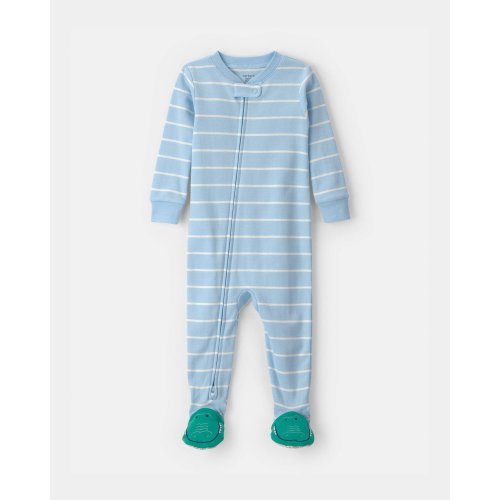 Baby Alligator Striped 100% Cotton Snug Fit 1-Piece Pajama - Blue | Carter's