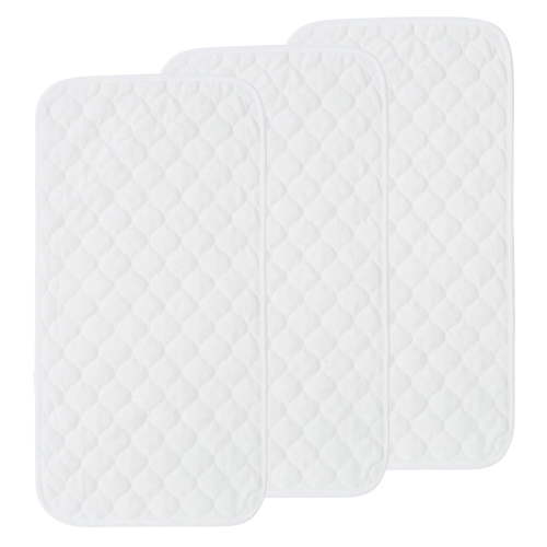 3 Pack Quilted Thicker Waterproof Cradle Sheet, Washable Reusable Bamboo Cotton Changing Pad Liners Table Cover Liners (White 14” x 26”)