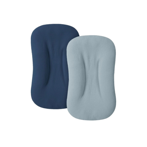 Muslin Baby Cover for Newborn, Soft and Breathable 100% Cotton Lounger Slipcover Neutral, Pack of 2(Dark Blue)