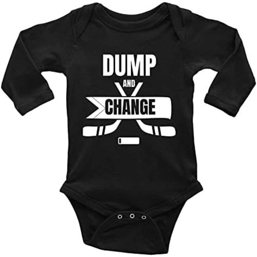 GKrepps Dump and Change Hockey Graphics Infant Long Sleeve Bodysuit Newborn One-Piece