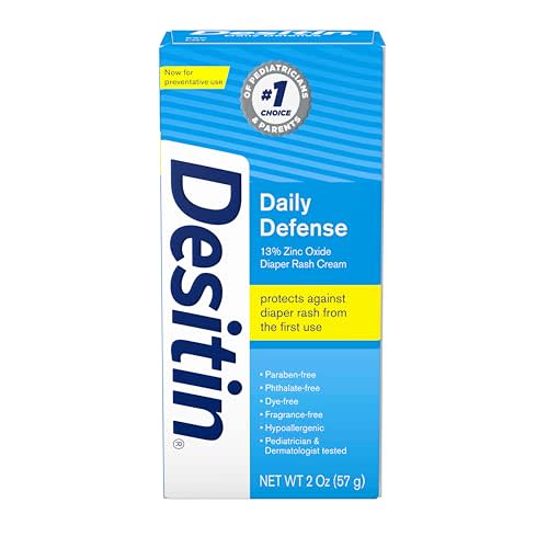 Desitin Daily Defense Diaper Rash Cream, 13% Zinc Oxide, 2 oz | Treat, Relieve & Prevent Diaper Rash, Hypoallergenic, No Added Parabens & Dyes, Travel Size, For Adults, Babies and Kids