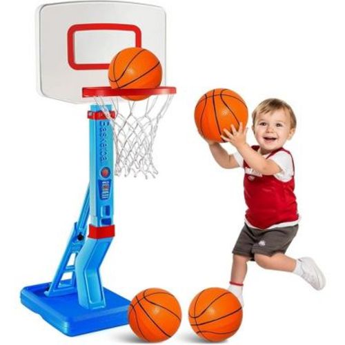 Toddler Basketball Hoop Indoor for Kids 1-3 - Height Adjustable Baby Basketball Hoop Set, 4 Balls & Pump - Play22Usa