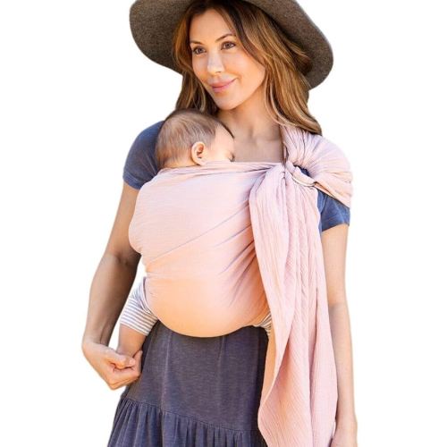 Moby Baby Wrap Carrier Ring Sling for Newborns to Toddlers, Hands-Free, Versatile Support for Moms & Dads, Breathable & Lightweight, Supports Children 8-30 lbs (Rose)