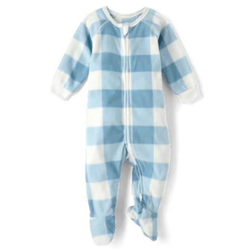 Baby And Toddler Boys Buffalo Plaid Dream Fleece Footed One Piece Pajamas - Blue