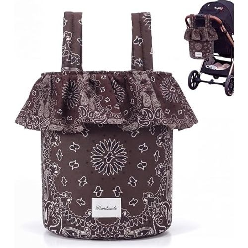Ruffle Stroller Bag with Removable Handles, Brown Paisley