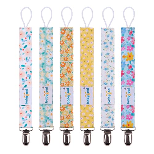babygoal Baby Pacifier Clips, 6 Pack Metal Clips Pacifier Holder for Boys and Girls Fits Most Pacifiers and Binkies