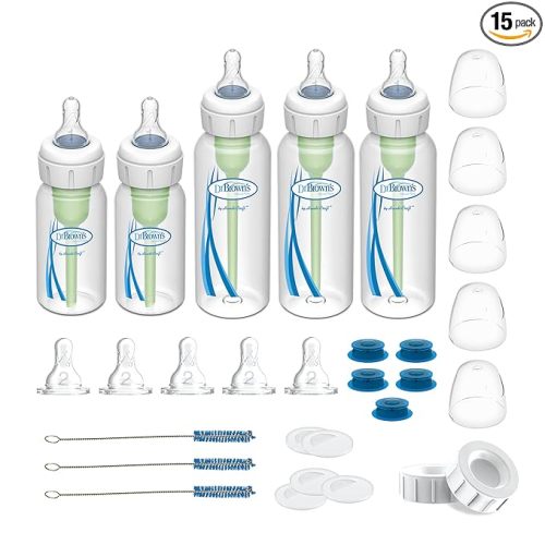 Dr. Brown's Specialty Feeding System Starter Kit, Narrow Baby Bottles, Infant-Paced Feeding Valve, Oral Feeding Solution for Infants with Cleft Lip, Tongue Tie, Lip Tie, 0m+