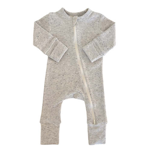 Heather Speckle / 2-Way Zip Romper – 6M- SIIX COLLECTION