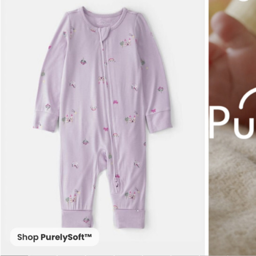 Baby Girl Fairytale 2-Way Zip PurelySoft Sleep & Play Pajama - Purple | Carter's