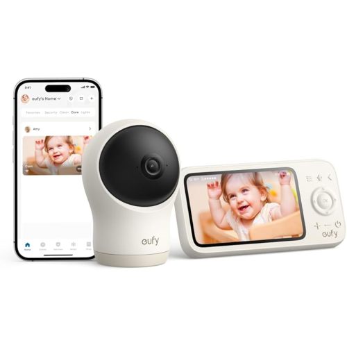 eufy Baby Monitor C10 with 2K HD Camera, 4.5" 480p Display, 4× Zoom, Pan-Tilt, Night Vision, Hybrid Wi-Fi & No Wi-Fi Connection, 12 H Battery, Motion, Cry, Noises, Temperature Alerts, 2-Way Talk, VOX