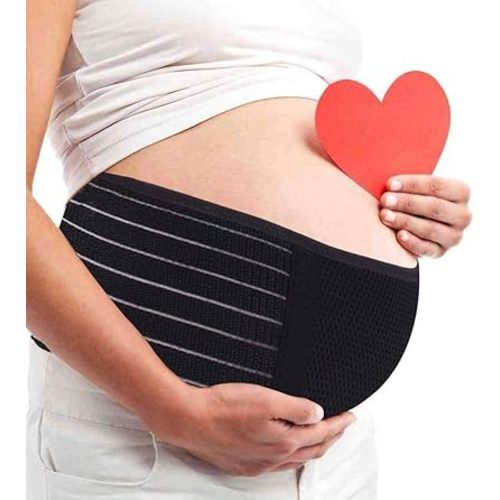 Belly Band for Pregnancy Maternity Belt Pregnancy Support Belt Bump Band Abdominal Brace Belt - Relieve Lower Back, Pelvic and Hip Pain (Black/One size)