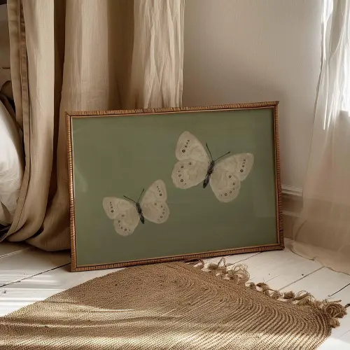 Sage Green Vintage Butterfly Print: Cottage Core Wall Decor (Printed & Shipped)