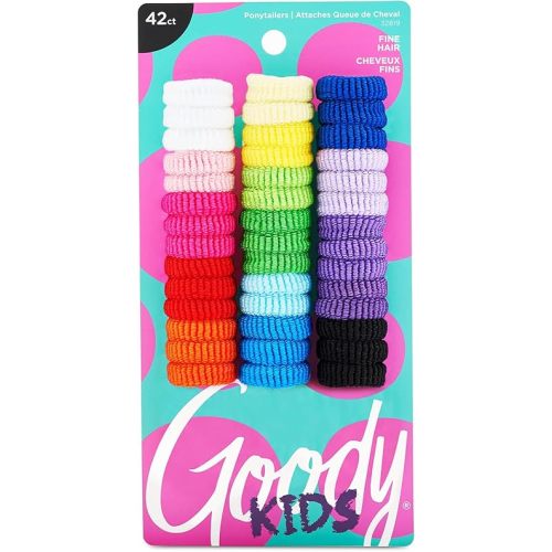 Goody Kids Ouchless Tiny Terry Ponytailers , Assorted Colors - Pain-Free Hair Accessories for Women, Girls, Babies and Teens - Perfect for Long Lasting Braids, Ponytails and More, 42 Count (Pack of 1)