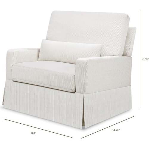 Crawford Performance Eco-Weave Pillowback Chair & a Half Comfort Swivel Glider, Fog Chatham Stripe - Namesake | Maisonette