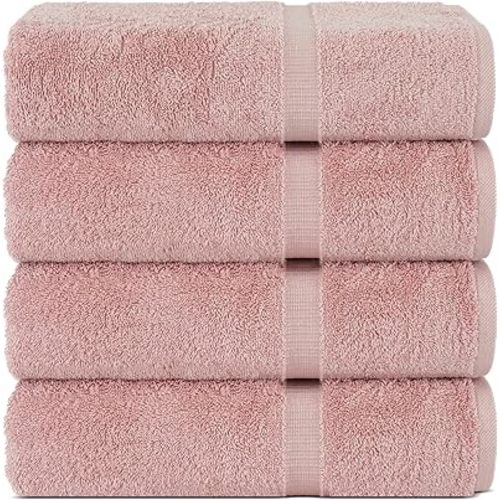 Chakir Turkish Linens | Hotel & Spa Quality 100% Cotton Premium Turkish Towels | Soft & Absorbent (4-Piece Bath Towels, Pink)