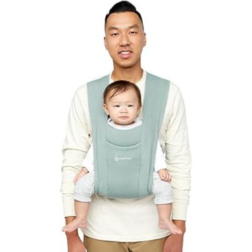 Ergobaby Embrace Baby Carrier Newborn to Toddler - Lightweight Ergonomic Baby Carriers - Cozy Essentials (7-25 Pounds), Ponte Knit, Jade Green