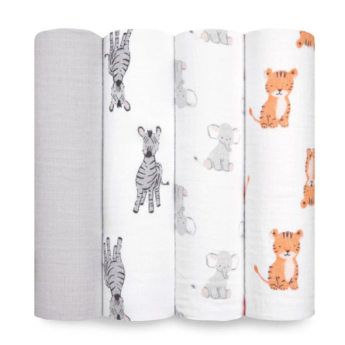 Safari Babes Muslin Swaddle 4pk | aden + anais