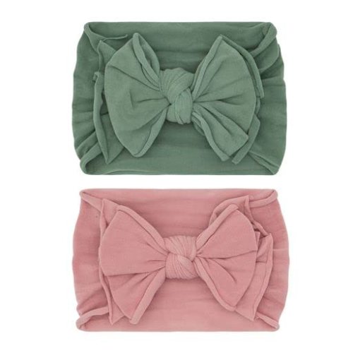 Baby Bling Bows Newborn to Little Girls Hair Bow - FAB-BOW-LOUS Headbands Toddlers Hair Accessories, Made in the USA, One Size (2 Pack - Sage + Mauve)