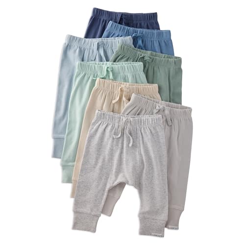 Butterblu Jordan 8-Pack Jogger Pants 100% Organic Cotton Bottoms Set | GOTS Certified Organic Cotton for Baby, Toddler Girls, Boys, Unisex, Machine Washable, Made to Match Colors